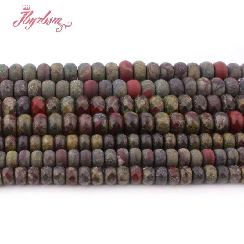 3x6/4x8mm Natural Dragon Blooded Tumbled Beads Stone Rondelle Loose DIY Strand 15