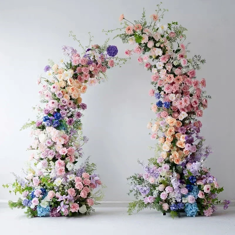 Birthday Supplies Marriage Proposal Artificial Flowers Decor Wedding Horn Arch Colorful Flowers Events Backdrop Party Arch