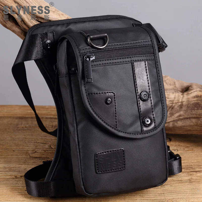 

Men's nylon waterproof waist bag with legs and legs, outdoor sports wear-resistant men's waist bag
