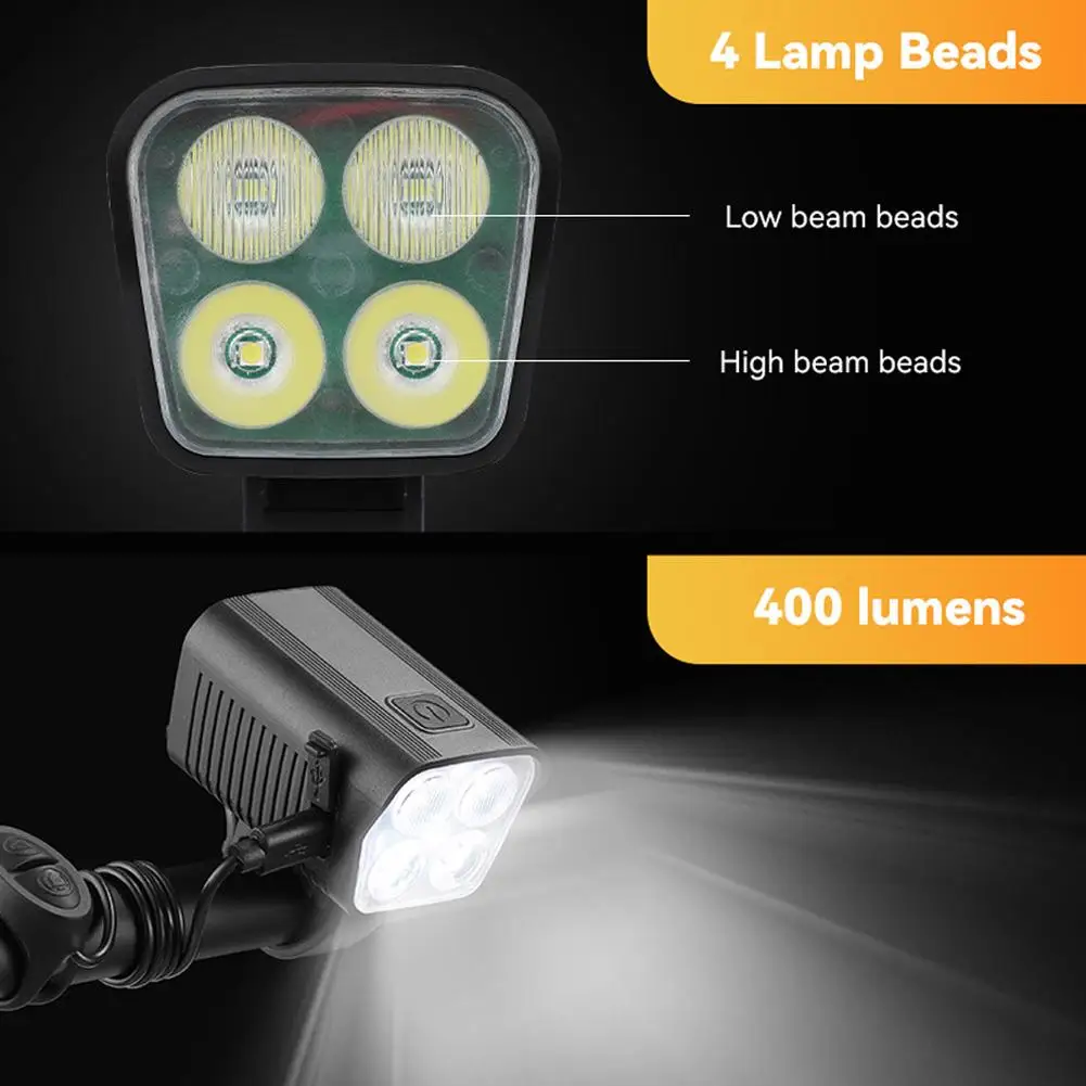 NEW High-end Bicycle Light With Horn Type-C Rechargeable LED Waterproof MTB Bike Dark Night Outdoor Riding Bicycle Accessories