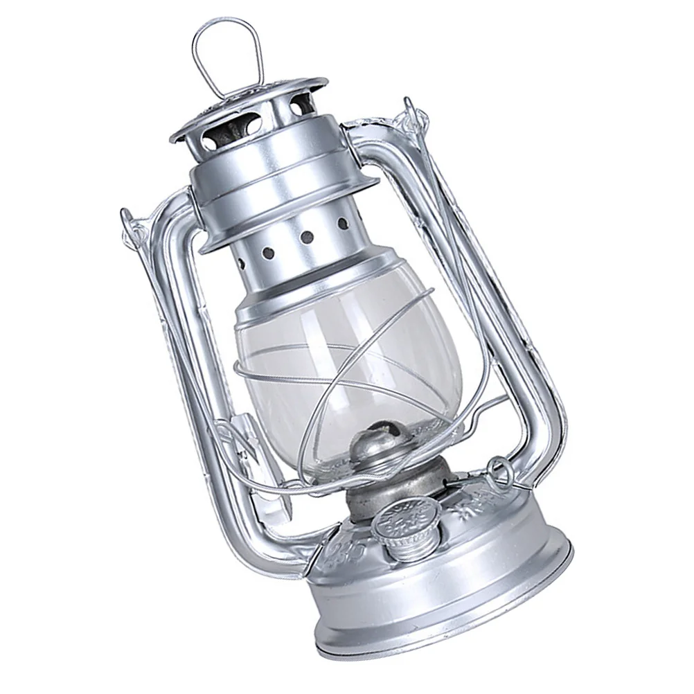 Vintage Lamp Sturdy Iron Frame with Transparent Glass Shade for Outdoor Camping Indoor Decoration Hanging Oil Lamp