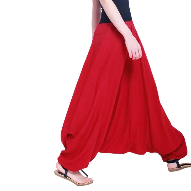 2024 Spring Women Casual Loose Harem Pants Solid Elastic Waist Summer Wide Leg Pants Plus size Cotton linen Trousers 4XL 5XL 