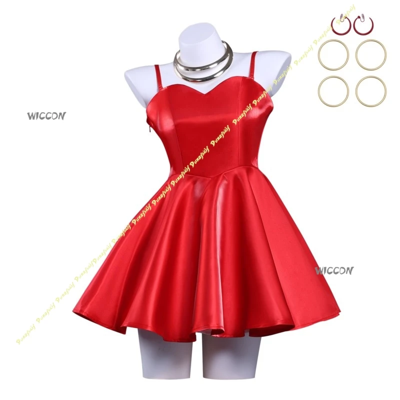 Panty & Stocking Anime Cosplay Costumes Garterbelt Girls Dress Wig Red Party Stage Necklet Accessories Daily Christmas Halloween