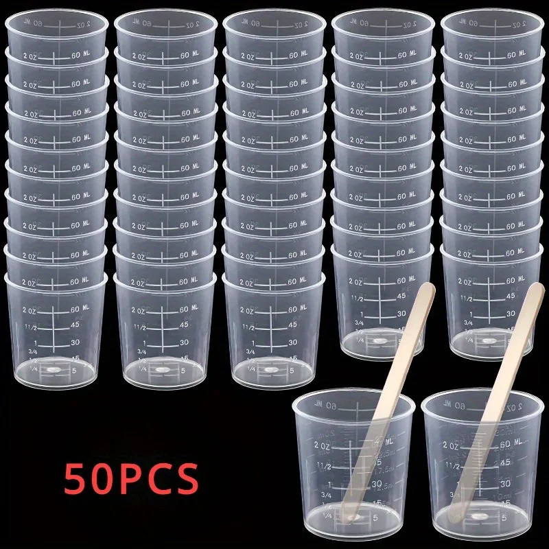 50Pcs Graduated Cup Clear Epoxy Mixing Cup Epoxy, Stains, Mixed Paint
