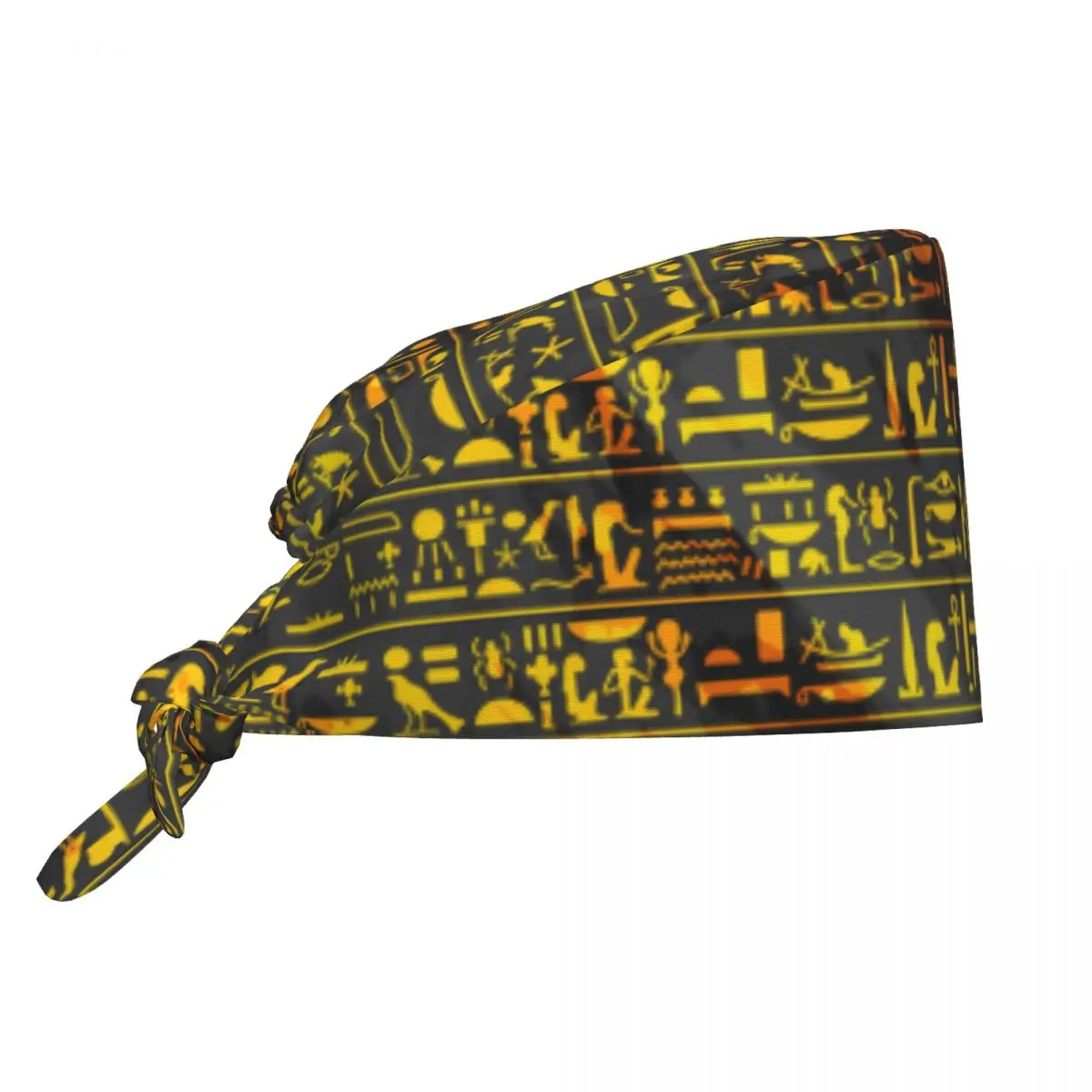 Golden Ancient Egyptian Hieroglyphs Hats Scrub Hat Beauty Salon Working Cap Laboratory Pet Shop Nursing Scrub Cap