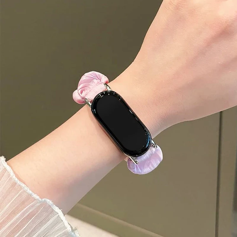 Chiffon Scrunchie Bracelet for Xiaomi Mi Band 11 10 9 8 Pro Strap for Redmi Watch 6 5 4 Elastic Fabric Wristband