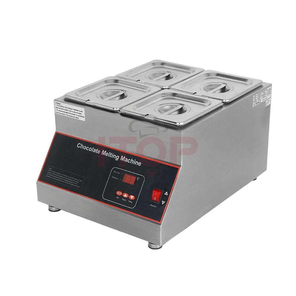 Cocina digital comercial, 4 ollas, fusión de chocolate eléctrica, máquina de fusión de 10 kg, ollas de acero inoxidable