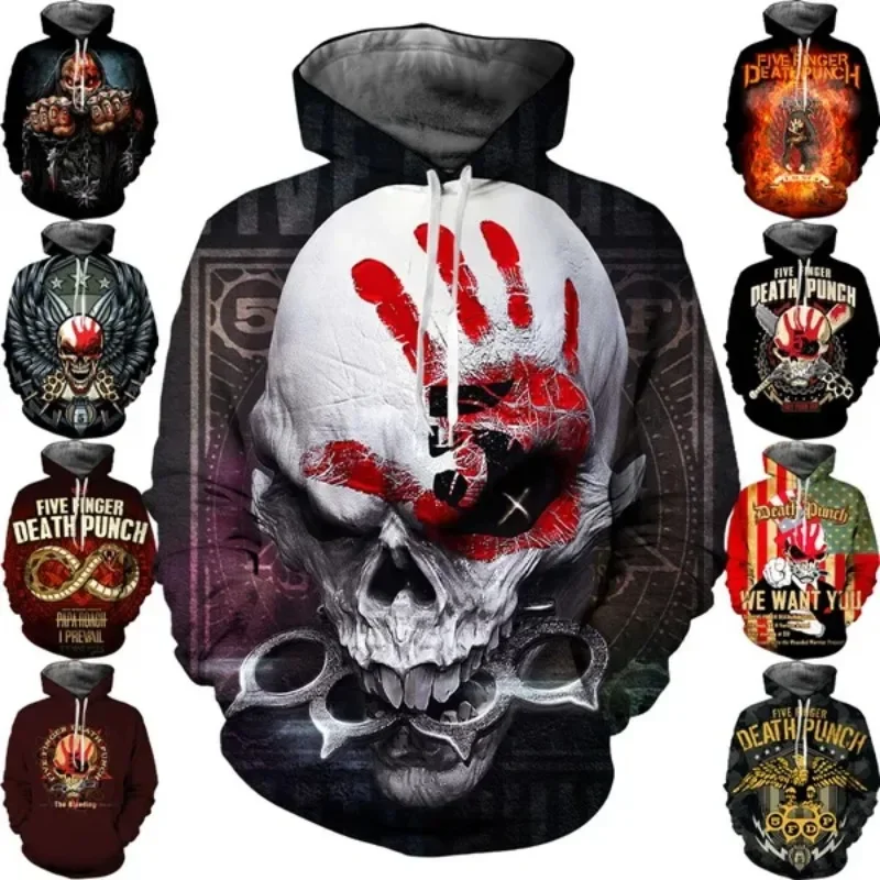 

Men's and Women's Five Finger Death Punch Hoodies 3D Printing Casual Autumn and Winter Sweatshirts Hip-hop Rock Hoodie