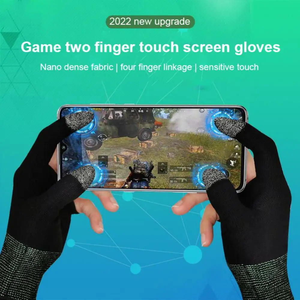 1/2PCS Two-finger Gaming Finger Sleeves Mobile Game Gloves Sweat-proof Touch Screen Finger Cots Seamless for Mobile Game