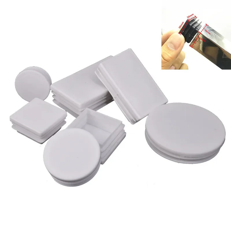 10pcs White square plastic pipe plug round cap tube end inner plug Furniture Leg Blanking hole dust cover Feet Protector  ﻿