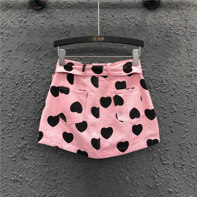 Korean style Summer High Waisted Denim Short Skirt Girlish and Motorcycle Cool Pantskirt Mini Culottes Women Skirts