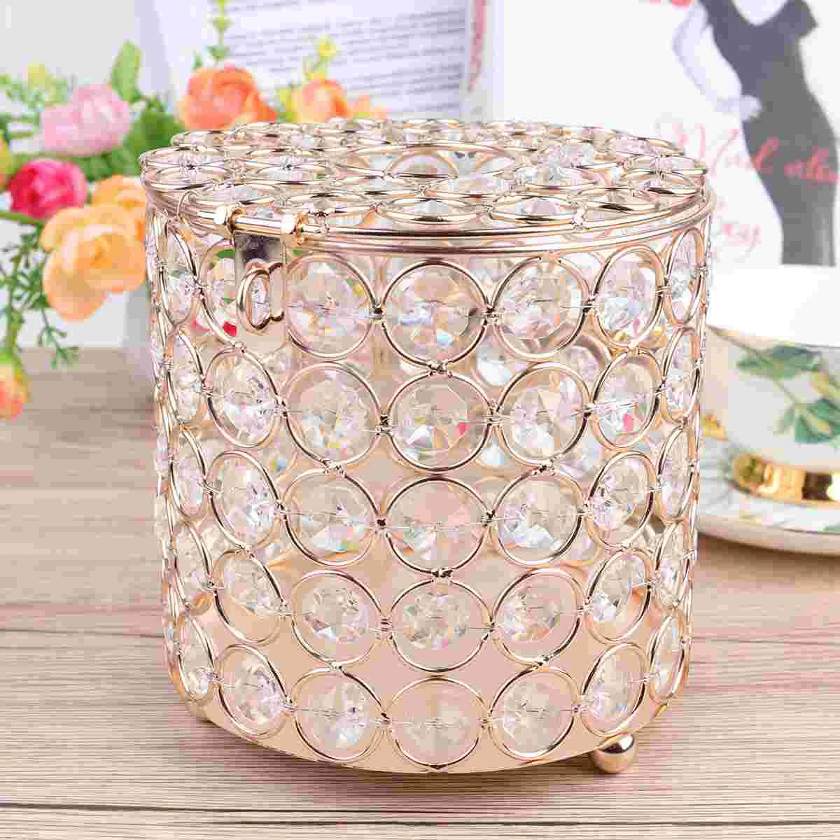 

Decorative Tissue Box Napkin Storage Container Holder European Style Cylinder Pearl