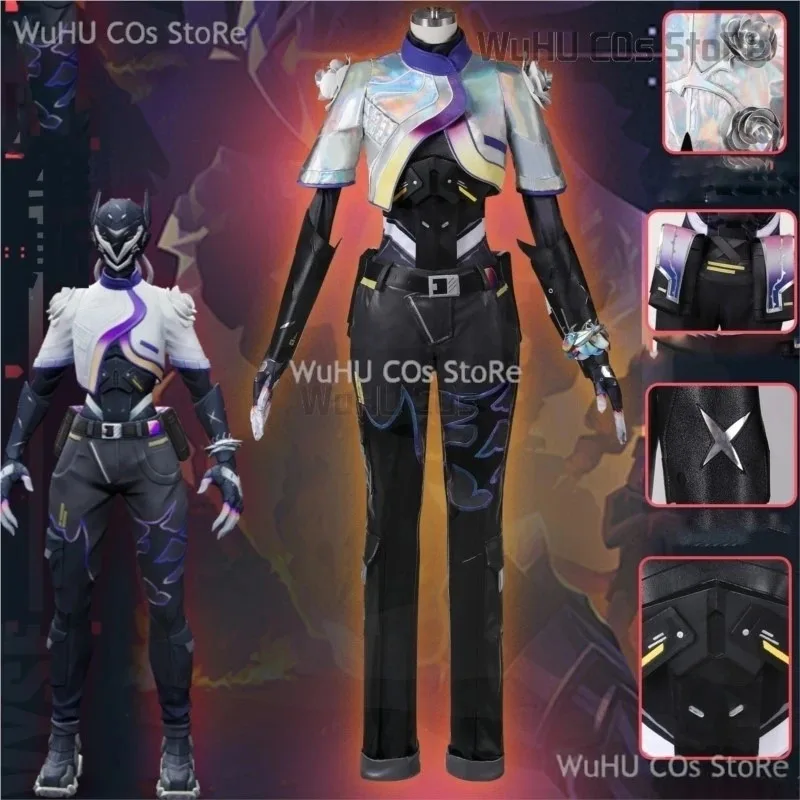 

Игра Valorant Косплей Мужчины Женщины Хэллоуин Карнавалль Вечеринка Костюм для ролевых игр Vyse Mask Shoesa;k6;8',