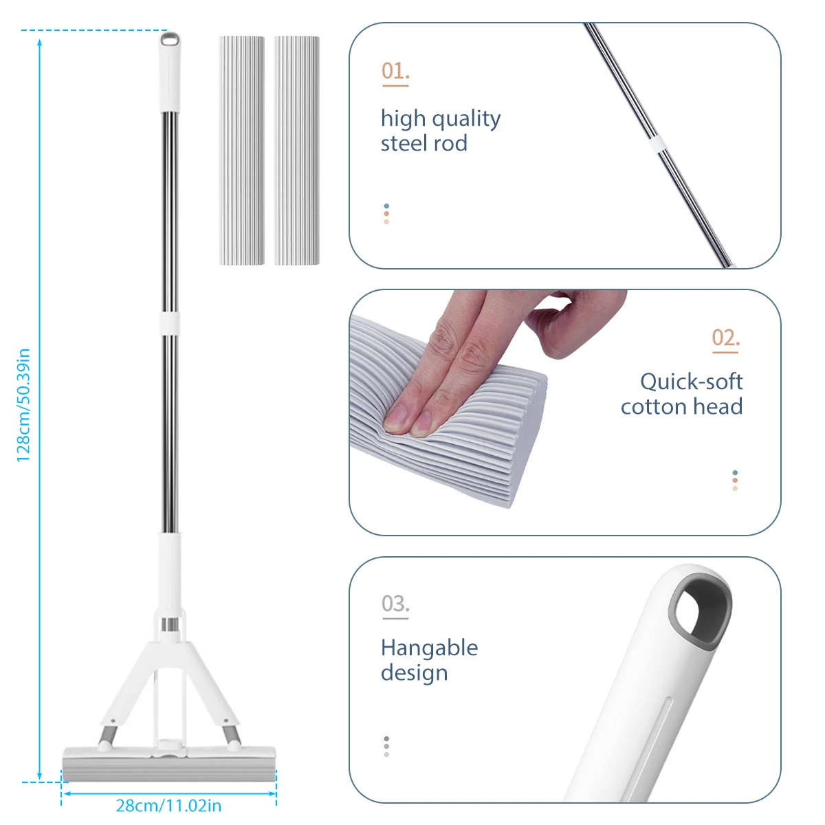 Sponge Mop Squeeze Self-draining Wood Floor Tiles Spin Household Cleaning Tools to clean walls and ceilings Floor