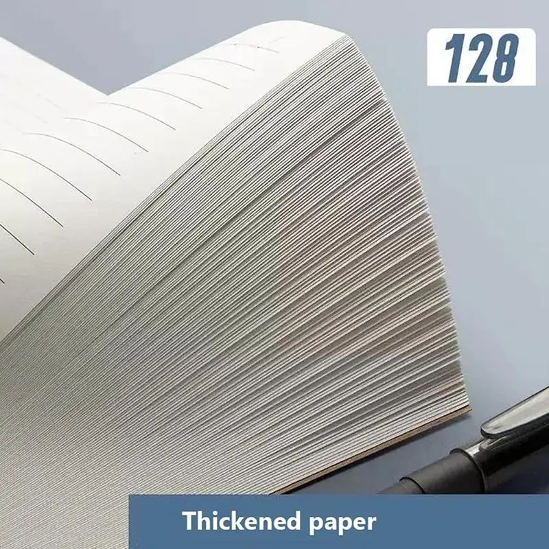 A6 Pocket Thickened Notebook 256 Pages 128 Sheets Line Blank Grid Inner Pages Kraft Paper Cover Small Notepad Book
