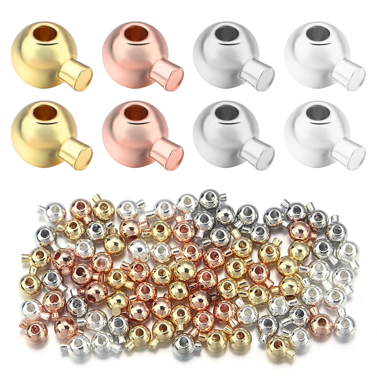 10pcs/lot 3.5mm Gold Color Ball Crimp End Beads Stopper Spacer Beads For Jewelry Making Findings DIY Bracelet Necklace Supplies