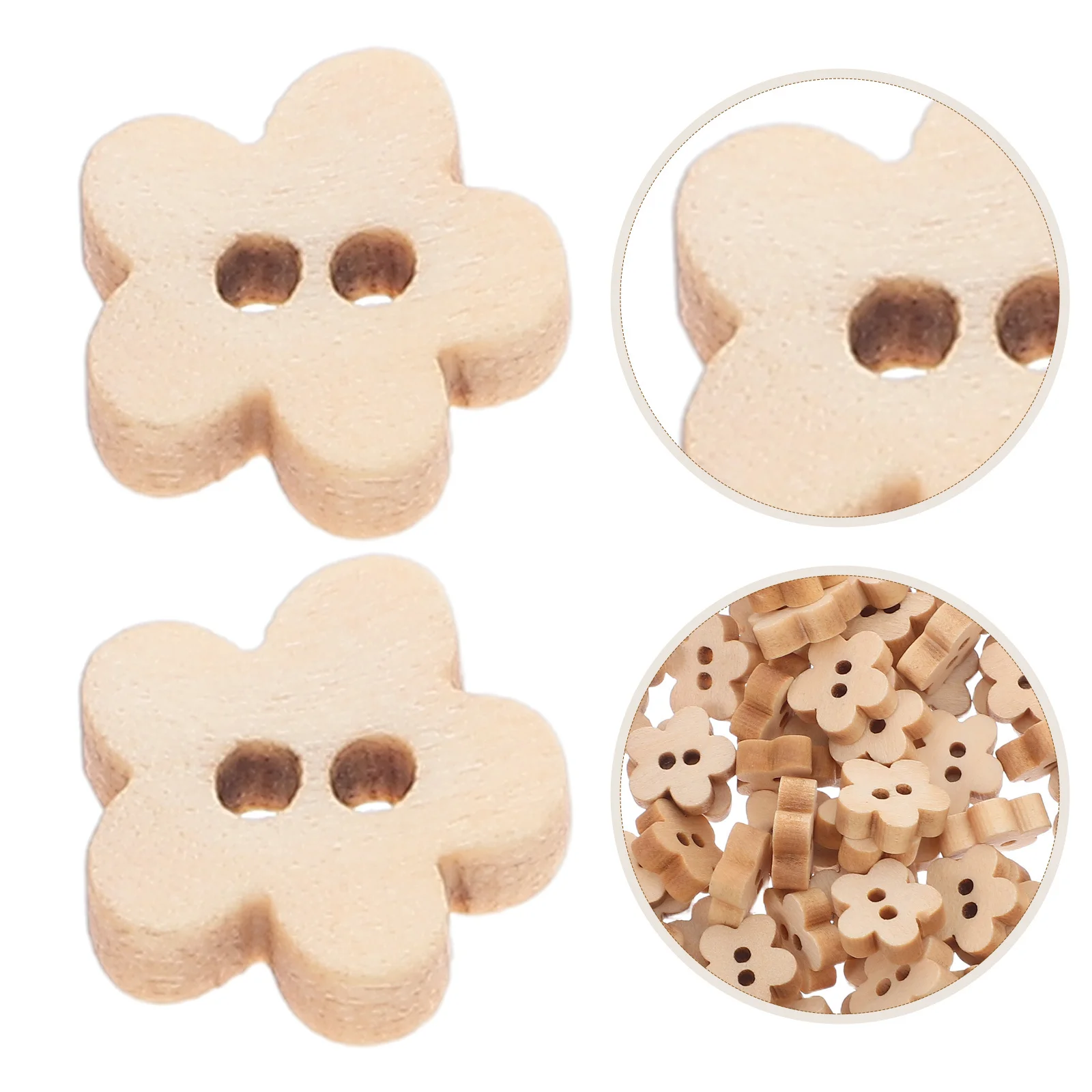 

200Pcs Wooden Flower Shaped Buttons Natural Rustic Floral Sewing Craft Buttons 2 Holes for DIY Clothing Scrapbooking Handmade