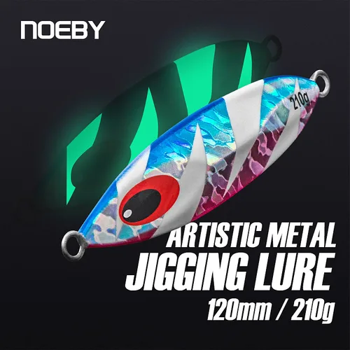 NOEBY-Señuelos de Jigging lento, 60g, 80g, 100g, 120g, 150g, 180g, 210g, plantilla de Metal, cebo duro luminoso, plantillas de pesca de mar, aparejos de pesca