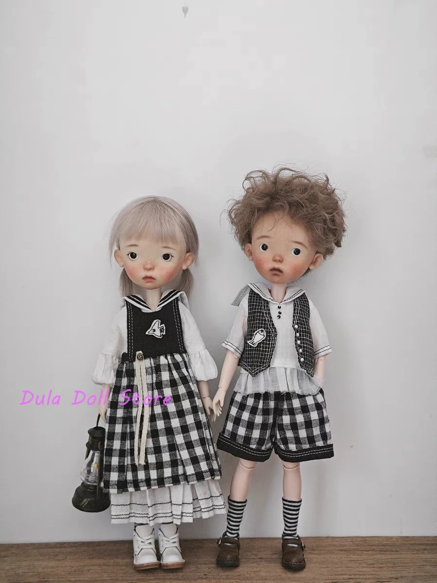 （Sewing time 1 month）Dula Doll Clothes Dress Black and white navy style skirt Blythe Qbaby ob24 ob22 Azone Bjd Doll