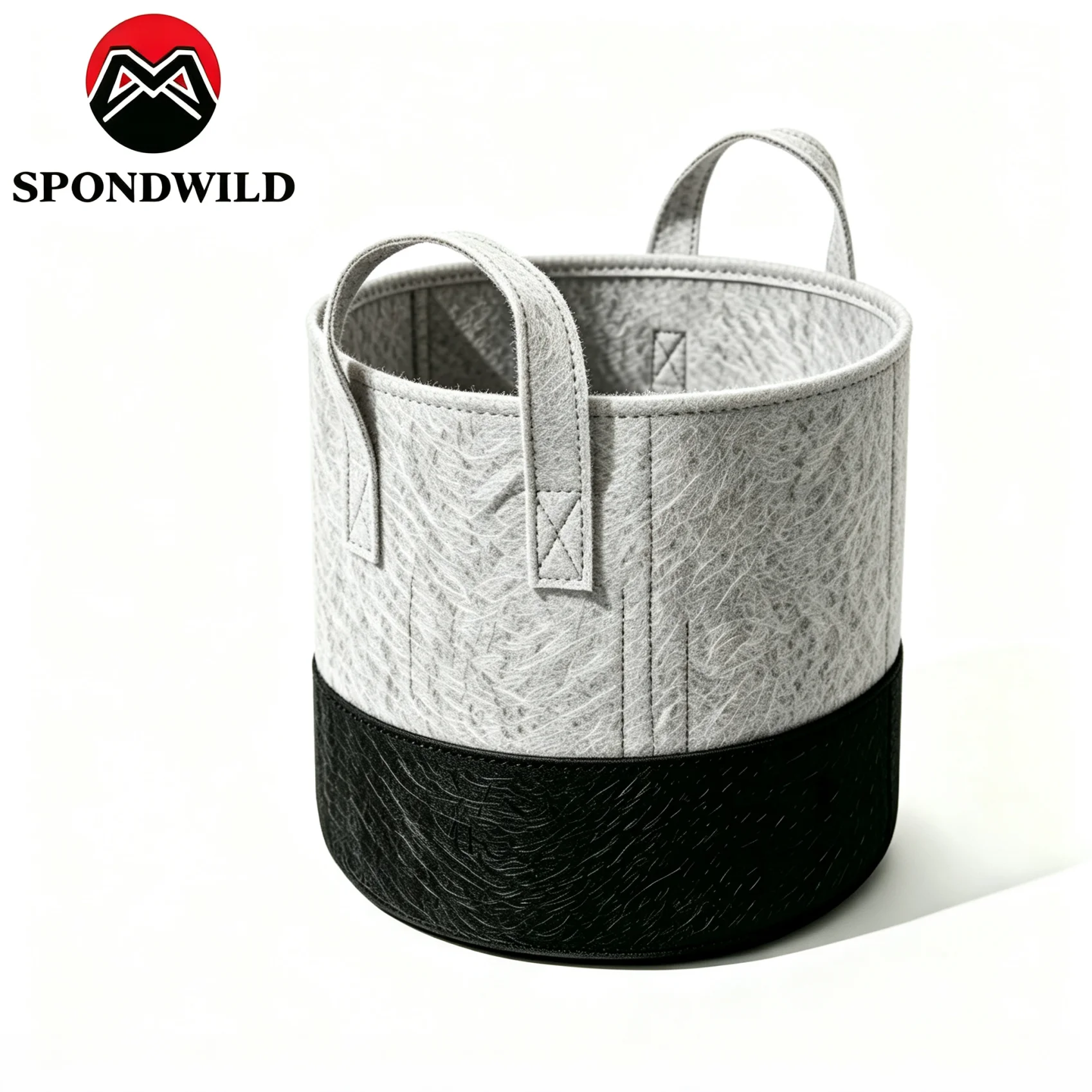 SPONDWILD Fabric Plant Grow Bag, Dual‑Tone Gray & Black Heavy Duty Planting Pot with Reinforced Handles for Vegetables Flowers G