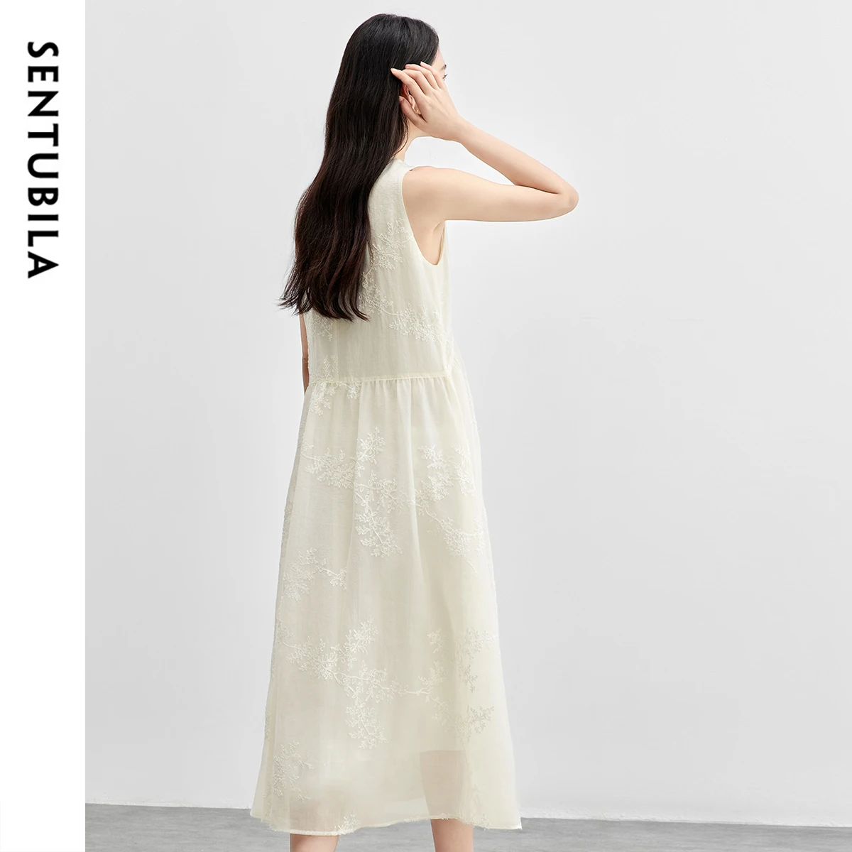 SENTUBILA Women Summer Dress 2026 Elegant Ladies Sundress Embroidery Sleeveless Holiday Vacation Long Dresses Woman 151L58207