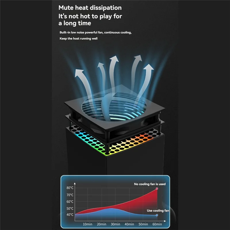 

A42Z-For Series X Console & Controller RGB Charging Dock With Cooling Fan,Can Hold 7 Game Disc