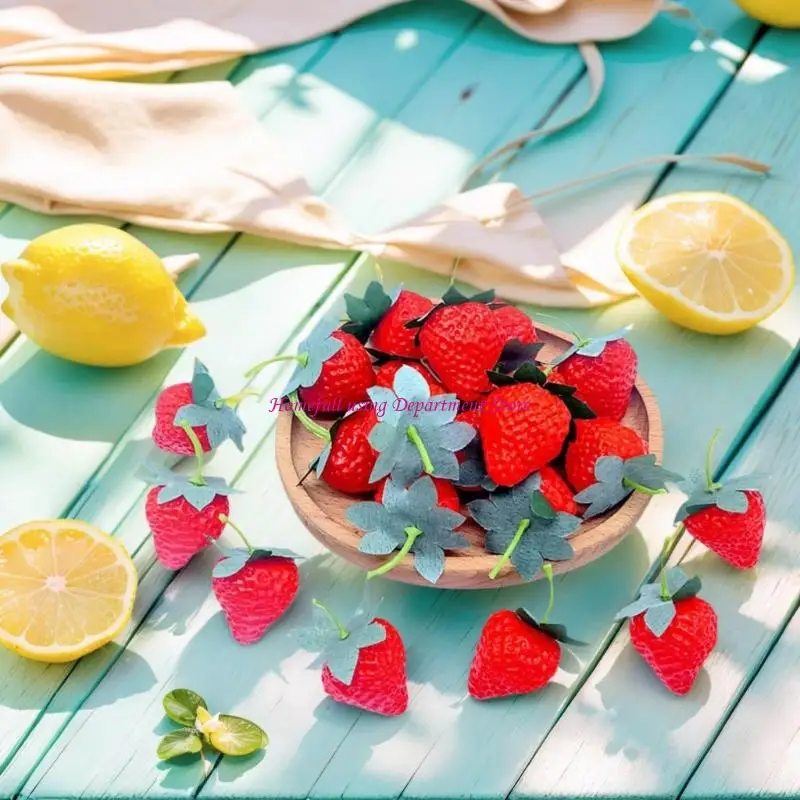 

10pcs Realistic Faux Strawberries Plastic Fruit Home Decoration Party Supplies Tabletop