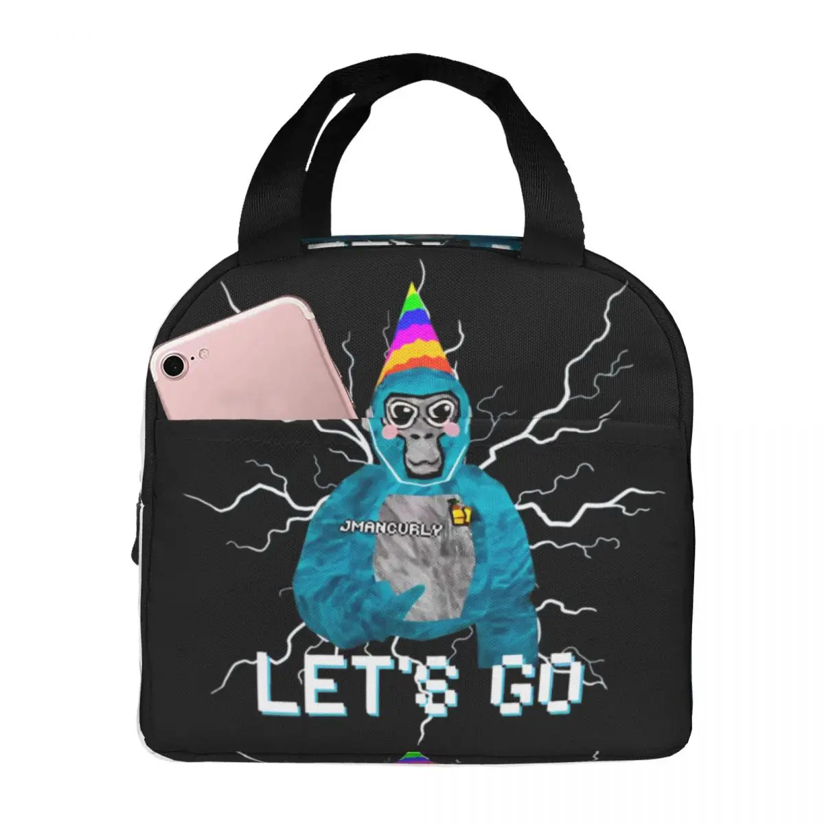 Gorilla Tag VR Gamer Monkey Mosaic Lunch Bag Thermal Bag Lunch Container Hot Games Portable Tote Lunch Box Food Storage Bags