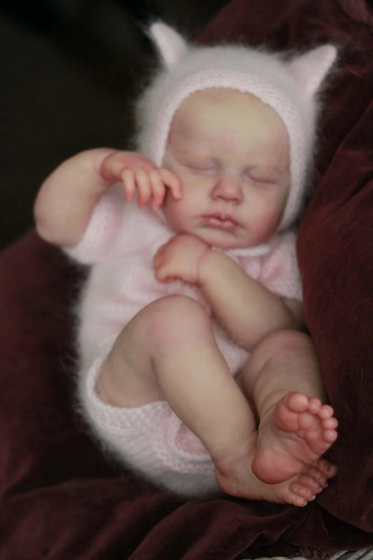 

49cm Reborn Baby Doll Girl Cute Sleeping 3d Skin Visible Vein Hand-Drawing Hair Already Finished Painted Bebe Reborn Doll Toy