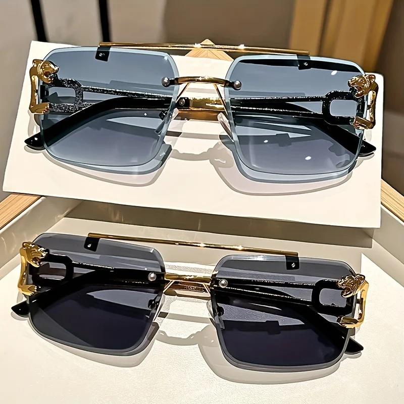 5-Pack Fashion Frameless Double Beam Glasses for Climbing, Anti-Reflective PC Lens, Durable Comfortable Retro Decorative Eyewear