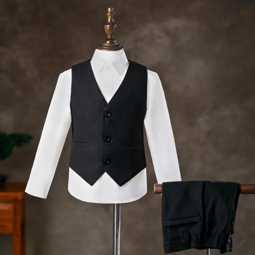 Luxus-Smokinganzug für Jungen, Kinder-Goldspitzen-Stickerei-Blazer, Weste, Hosen-Set, Hochzeitsfeier, Klavier-Auftritts-Kostüm, Anzug A4773 – Detail 4