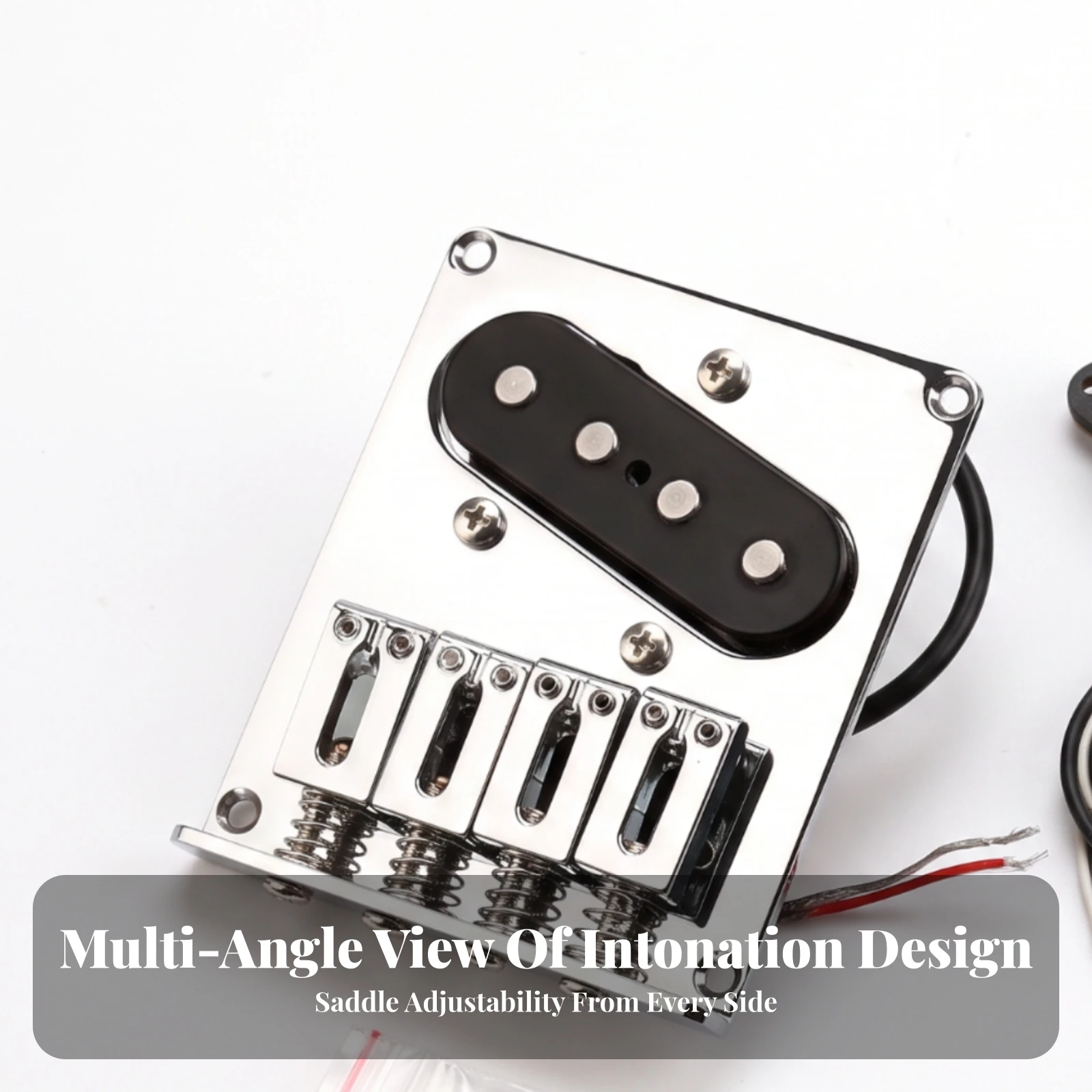 Guitar Bridge Pickup Assembly Integrated 4-String Bridge with Pickup Hardware Electric Easy Installation for Luthier