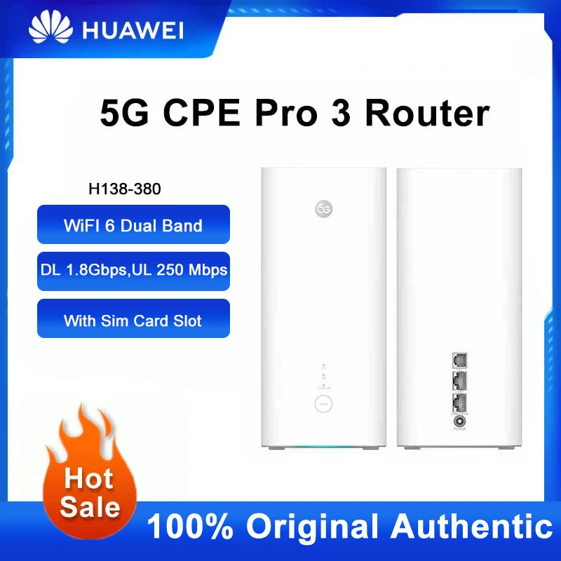 

Unlocked Huawei 5G CPE Pro 3 Router H138-380 WiFi 6 Signal Repeater Dual Band 250 Mbps Gigabit Amplifier With Sim Card Slot