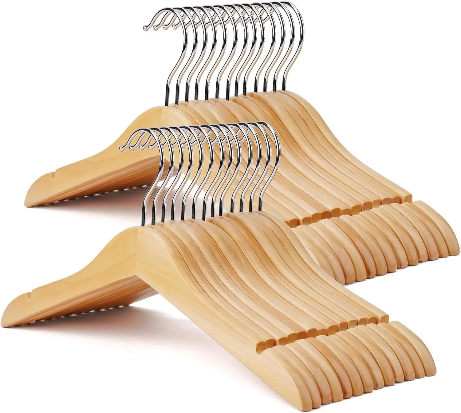 

Набор из 18 деревянных детских вешалок с нескользящими выемками и антикоррозийным крючком для долговечного хранения одежды