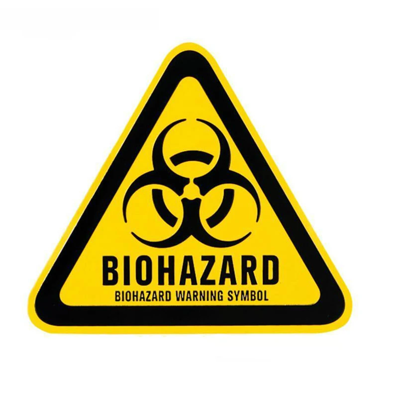 Cartoon Triangle Aluminum BIOHAZARD WARNING SYMBOL Car Sticker Retro-reflective Decals Automobile Motorcycles Decal,12CM*10CM