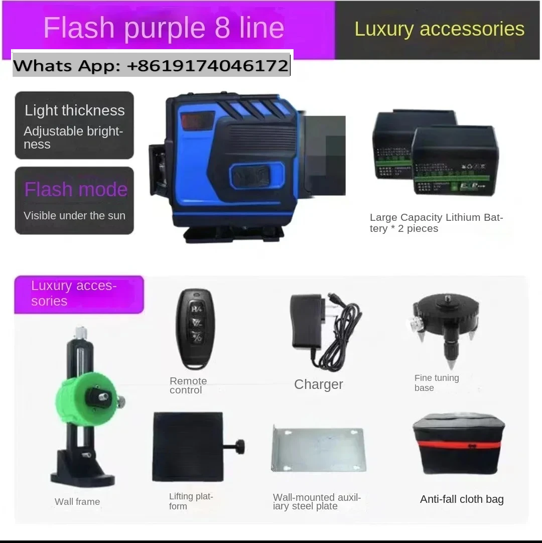 16/12 Lines 4D  Level Purple Line Self Leveling 360 Horizontal And Vertical Cross Super Powerful Purple Beam  Level