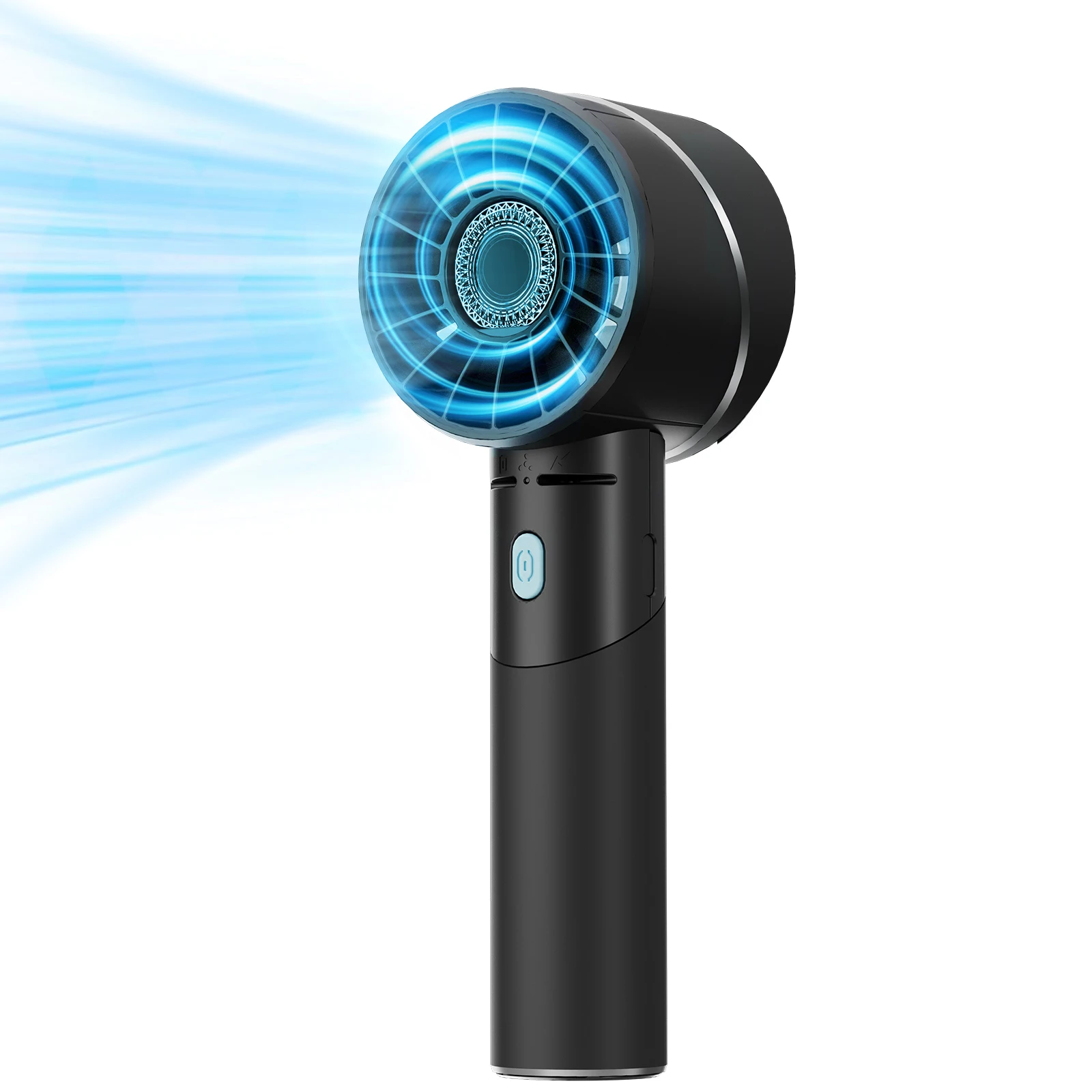 مروحة محمولة، مروحة تربو صغيرة محمولة، قابلة لإعادة الشحن مع 4 سرعات قابلة للتعديل، بطارية 2600 مللي أمبير في الساعة، للسفر والمكياج والتخييم في الهواء الطلق