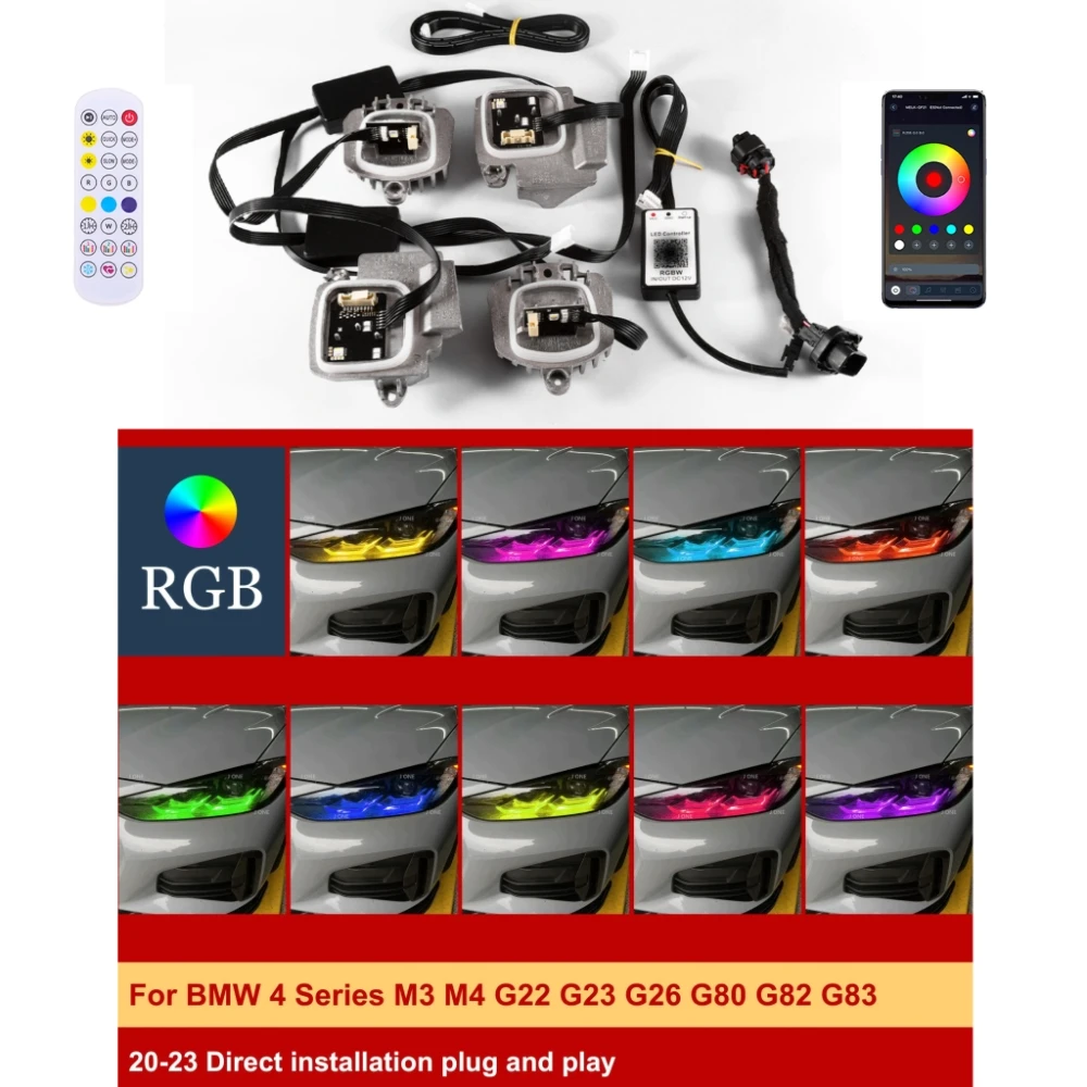 

Multiple Colors Angel eyes RGB DRL LED Boards Module 63119851050 For BMW M3 M4 G80 G22 G82 G23 G26 430I M440i CSL LED Headlight
