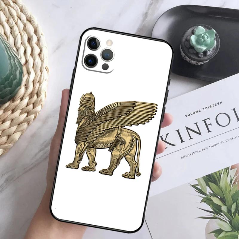 Lamassu Assyrian Winged Lion Phone Case For iPhone 15 14 13 12 11 16 Pro Max Plus Mini 7 8 X XS Max XR Back Cover Shell