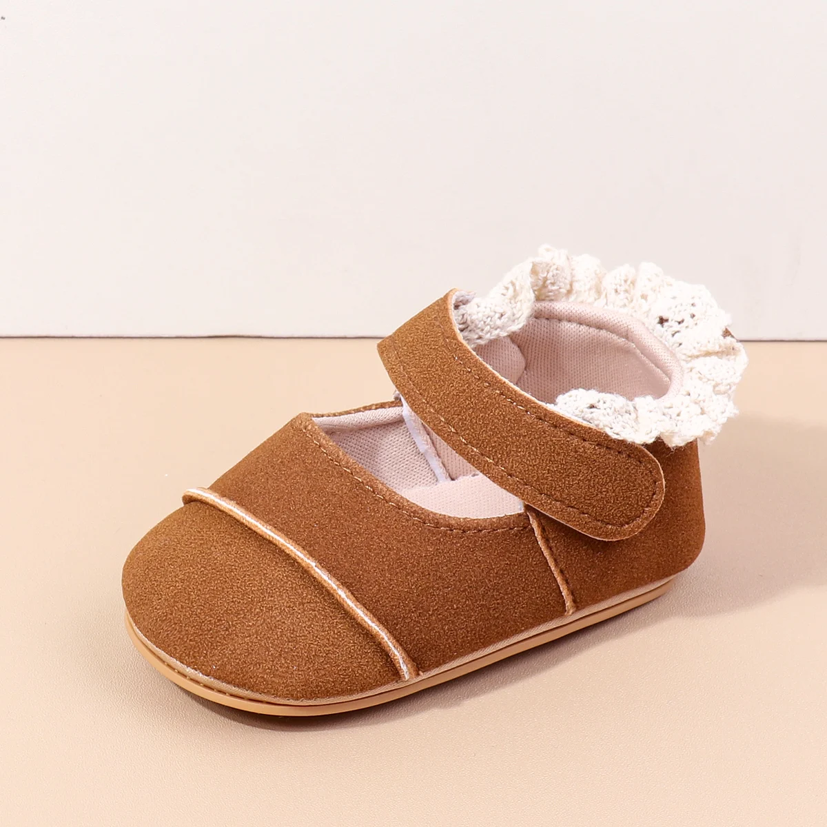 

2025 Cute Lovely Baby Girls Shoes Cute Flats Non-slip Lace Soft Soles Mary Jane Shoes Newborn First Walker Crib Shoes 0-18M