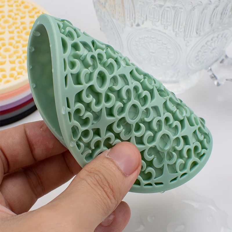 Thickened Retro Placemat Silicone Coaster Slip Insulation Drink Tabletop Cup Mat Home Decoration Kitchen Desktop Protection Pad