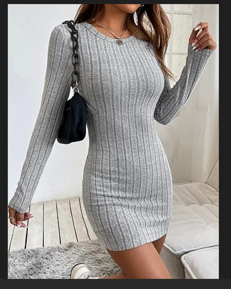 Europe and the United States va va voom knitted pit ladies solid color hip dress women.