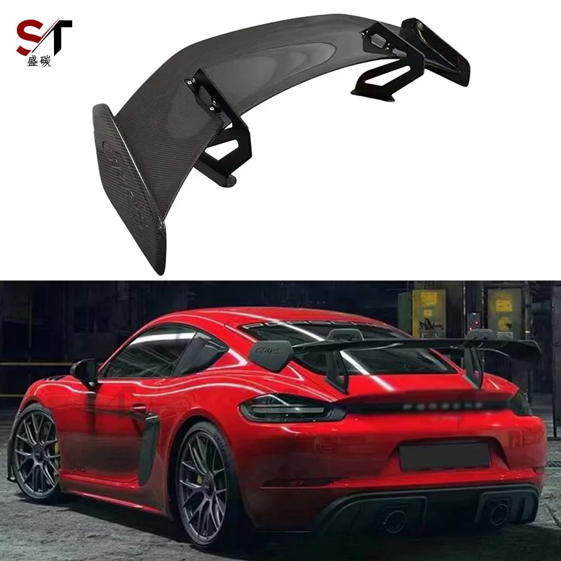 Suitable for Porsche 718 987 981 Carbon Fiber Tail GT4RS Spoiler Fixed Wind Wing Retrofit