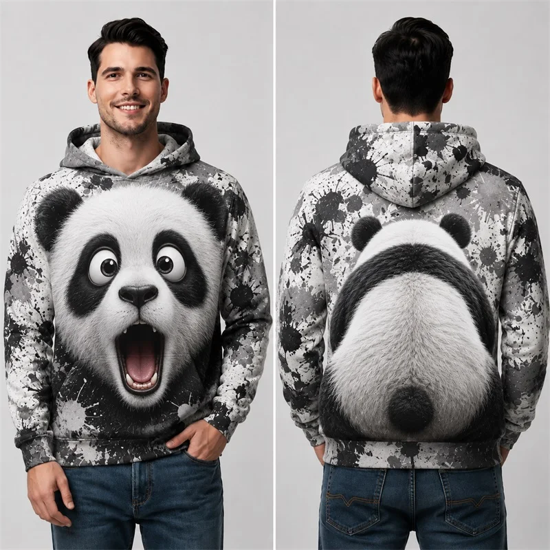 3D Print Hoodie Funny Surprised pig Face Pattern Pullover Hooded Sweatshirt for men Novelty Animal Graphic hoody Top