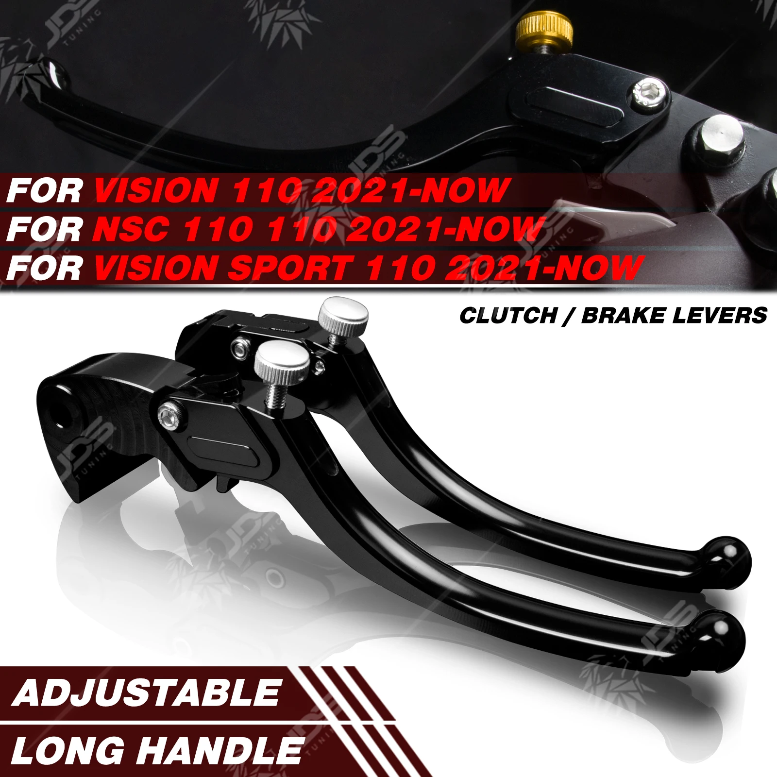 JDSTUNING Para Honda VISION110/NSC110/VISION SPORT 110 2021-Actualidad: Juego de Palancas de Embrague y Freno de Longitud Ajustable, Repuestos