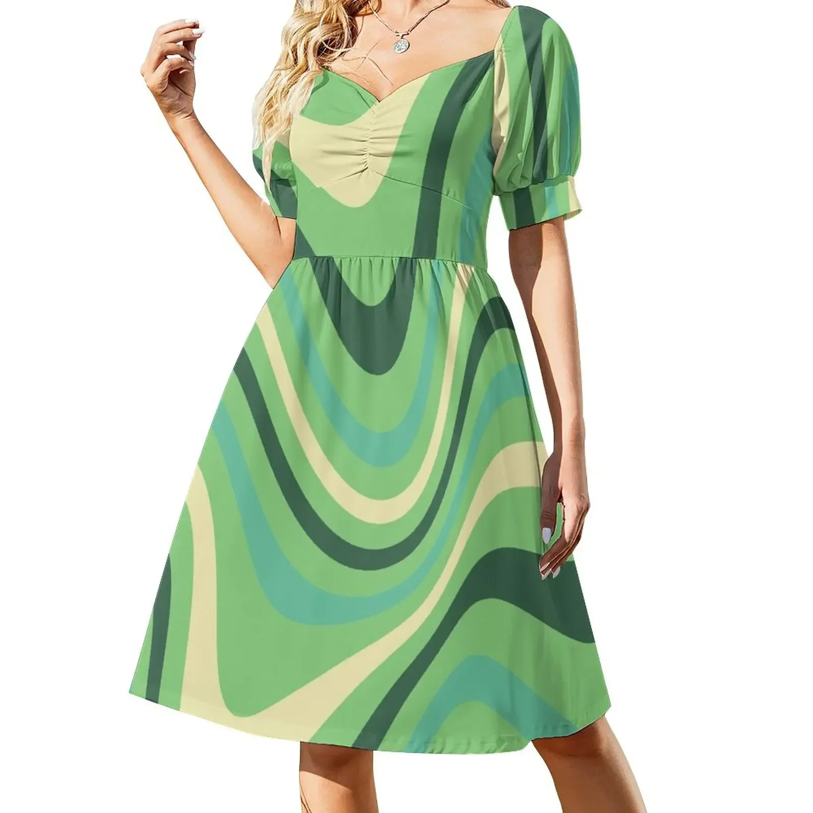 

Liquid Swirl Abstract Pattern Green Sleeveless Dress women's summer dress 2025 festival outfit women Dress