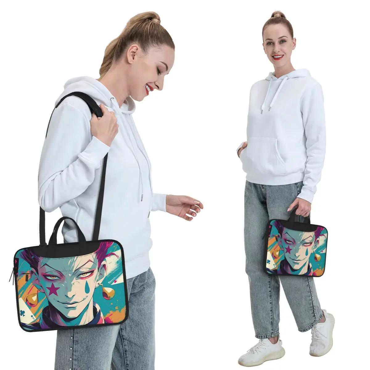 Anime Hisoka Hunter X Hunter Magical Joker Crossbody Laptop Bag Case  13 14 15.6 Inch Notebook Pouch for Macbook Pro Lenovo