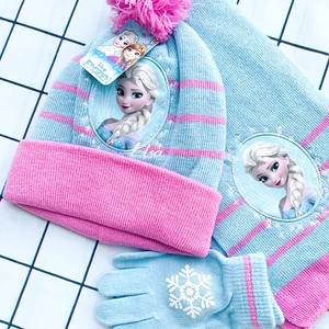 Disney Elsa Cartoon Cachecol Hat and Glove for Children, Hot Hat for Boys and Girls, Cute Children, Ice and Snow, 3 Pieces, New, Autumn and Winter 10 Main Sales Her Escape Tip - №8