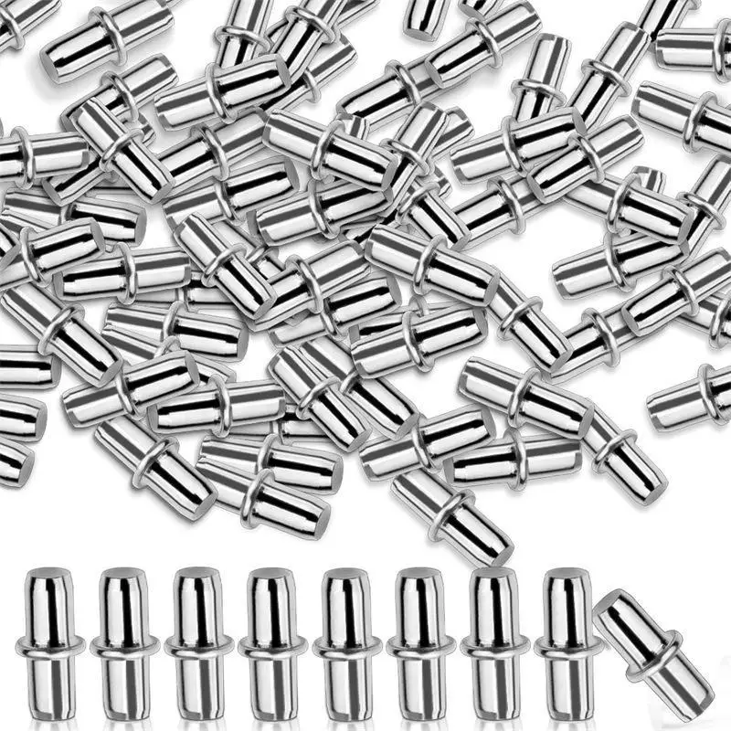 20/100pcs 5-6mm Shelf Support Pegs Cold Rolled Steel Shelf Pegs Silver Bookshelf Pegs Nickel Plated Shelf Pins Holders
