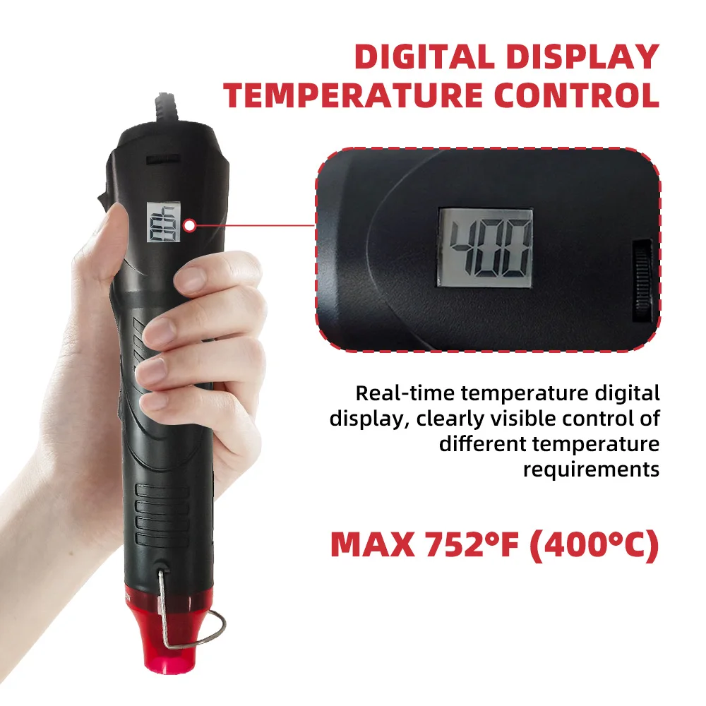 Mini Heat Gun with LCD display 300W Electric Power Temperature Blower Mini Tool Kit For DIY Acrylic Resin Cups EU Plug